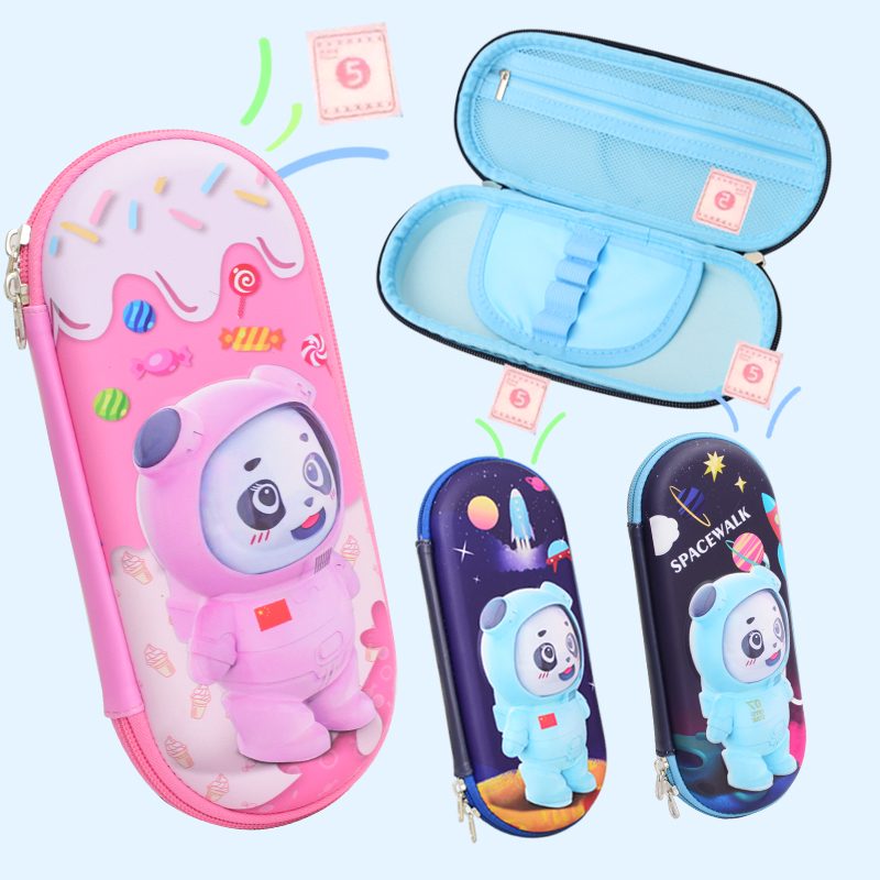 Pencil case men and women Children elementary school children's kindergarten lead pencil case pink adorable space cartoon containing 3D pen bag PU