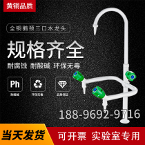 Taixiong copper laboratory single and double triple triple gooseneck horn flat horn faucet H-type hot and cold water nozzle