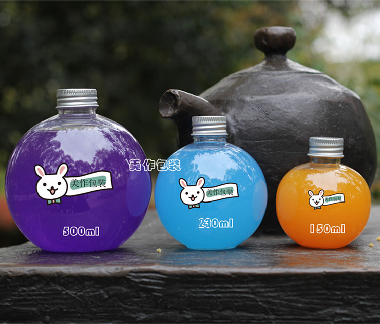Plastic Bottle Juice Bottle Enzyme Bottle Flower Tea Bottle Beverage Bottle 250ml 300ml 500ml Creative Ball Bottle