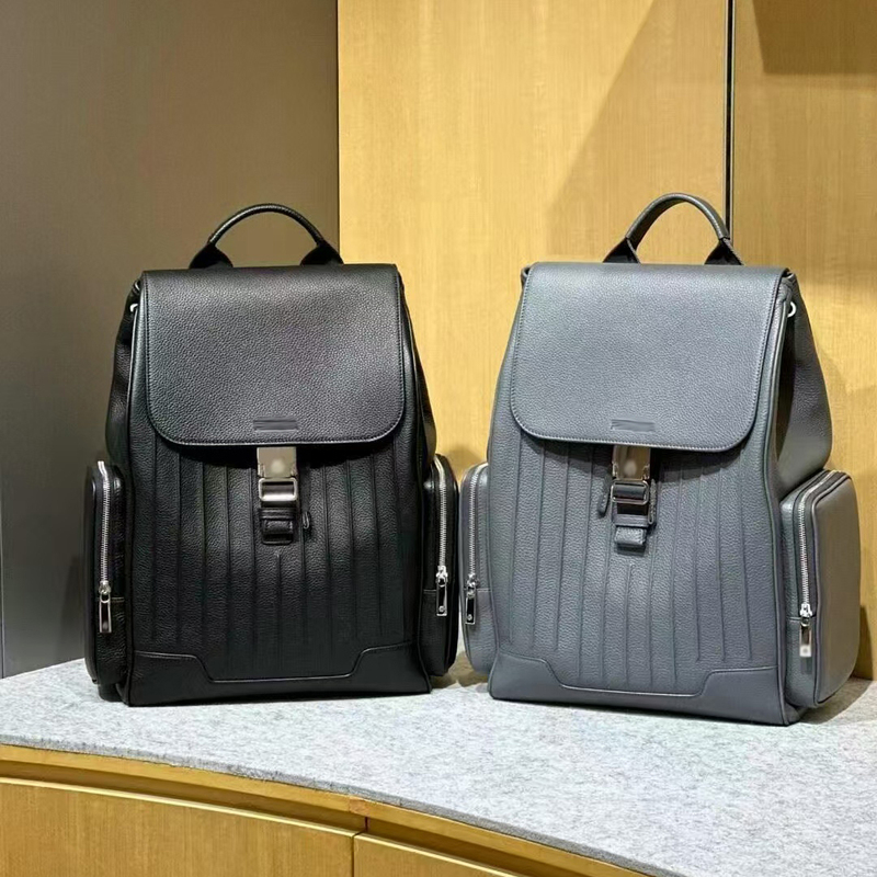 Newly Upgraded R Brand Men's Backpack Never Stil 2.0 Full Leather Computer Travel Bag with Large Capacity