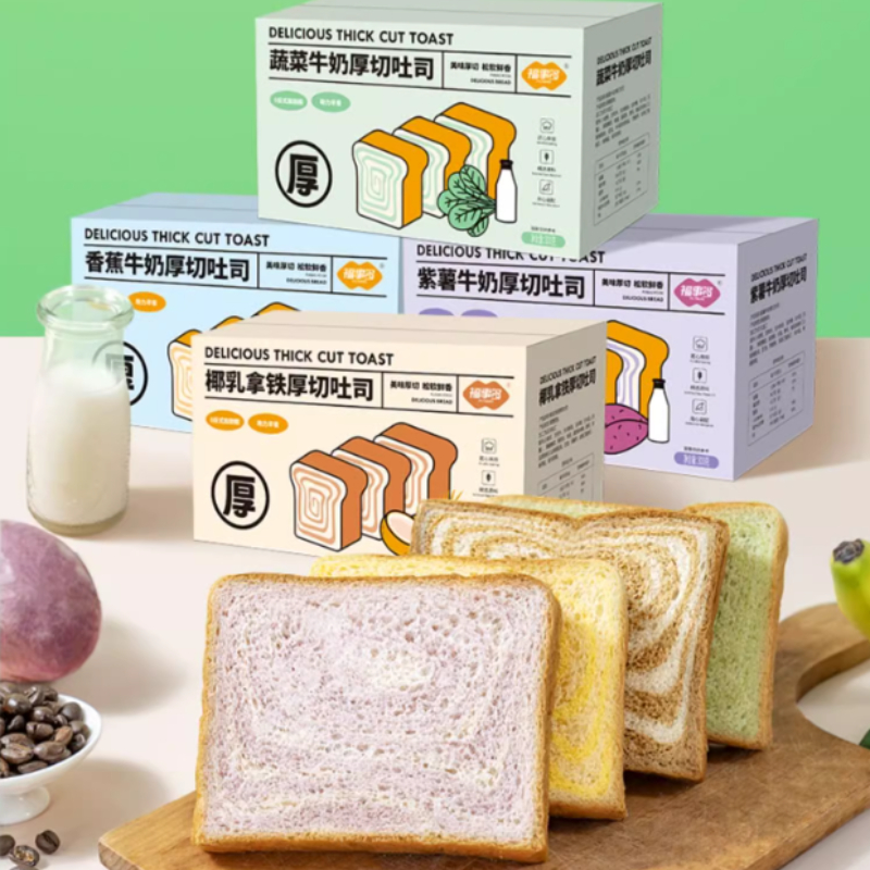4箱组合福事多小厚切吐司面包300g*4箱