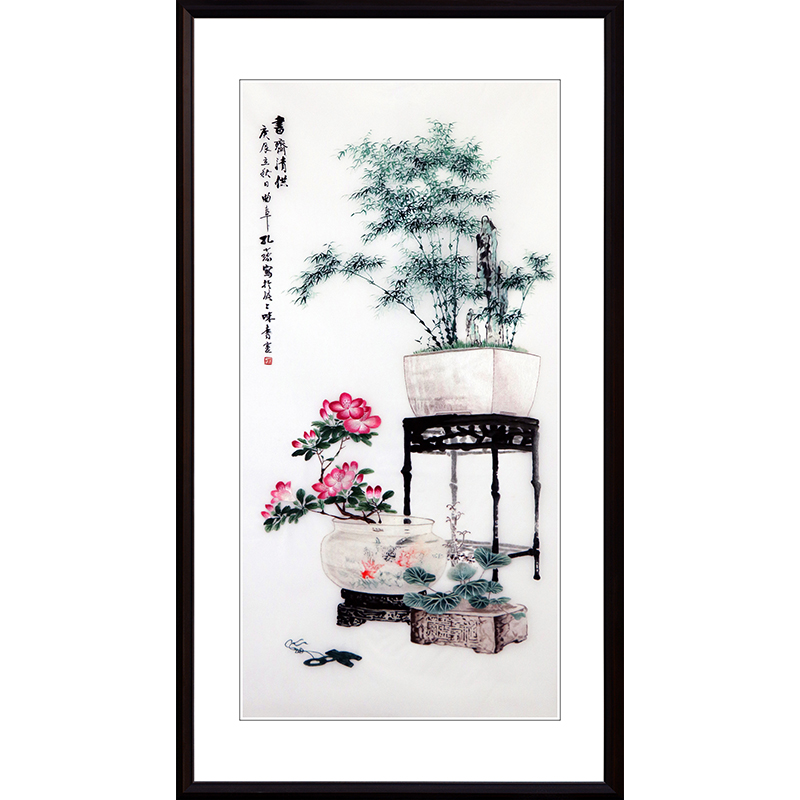 Su Embroidery Embroidery Hung Painting Living Room Boutique Flower Pure Handmade Finished Boutique Aisle Genguan Bedroom Decoration Easel