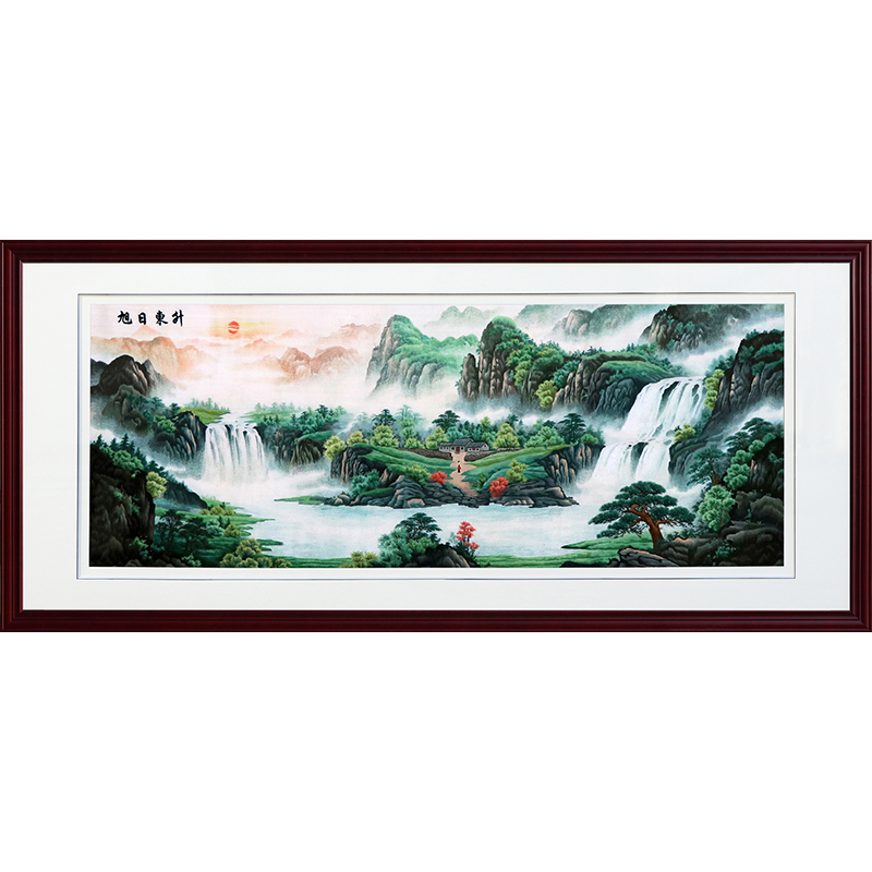 Su embroidery finished product hanging painting landscape view living room office Chinese style handmade silk embroidered decoration painting Xu Dongsheng Embroidery