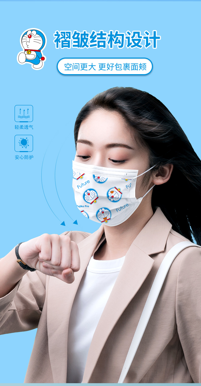 超亚 哆啦A梦联名款 灭菌型一次性医用外科口罩 100个 天猫优惠券折后¥19.9包邮(¥24.9-5)成人、儿童可选