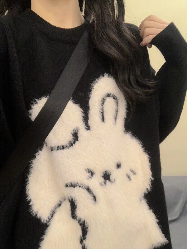 2023 Autumn and Winter New Rabbit Fleece Pullover Knitwear for Men and Women, Loose and Casual Style, Versatile Couple Sweater Trend