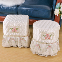 Piano stool cover European-style fabric shoe-changing stool cover Dressing stool cover square-shaped stool protective cover All-inclusive lace embroidery