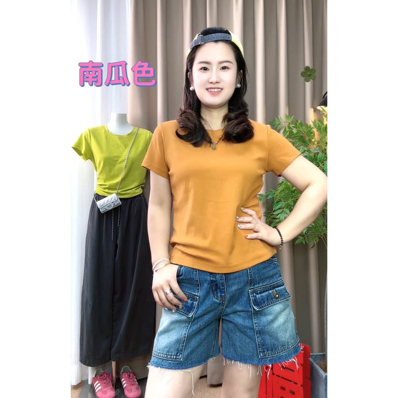 【Combed Cotton】Kardashian's New Stretch Cotton Slim-Fit, Non-Tight, Short, Slimming Base Shirt with Short Sleeves