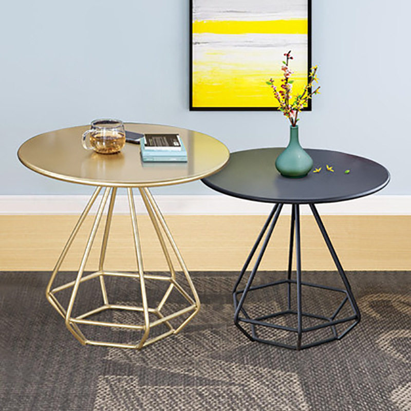 Nordic Wind Tea Table Milk Tea Shop Iron Art Small Round Table Folk Juku Creative Diamond Base Sofa Edge A Few Corners