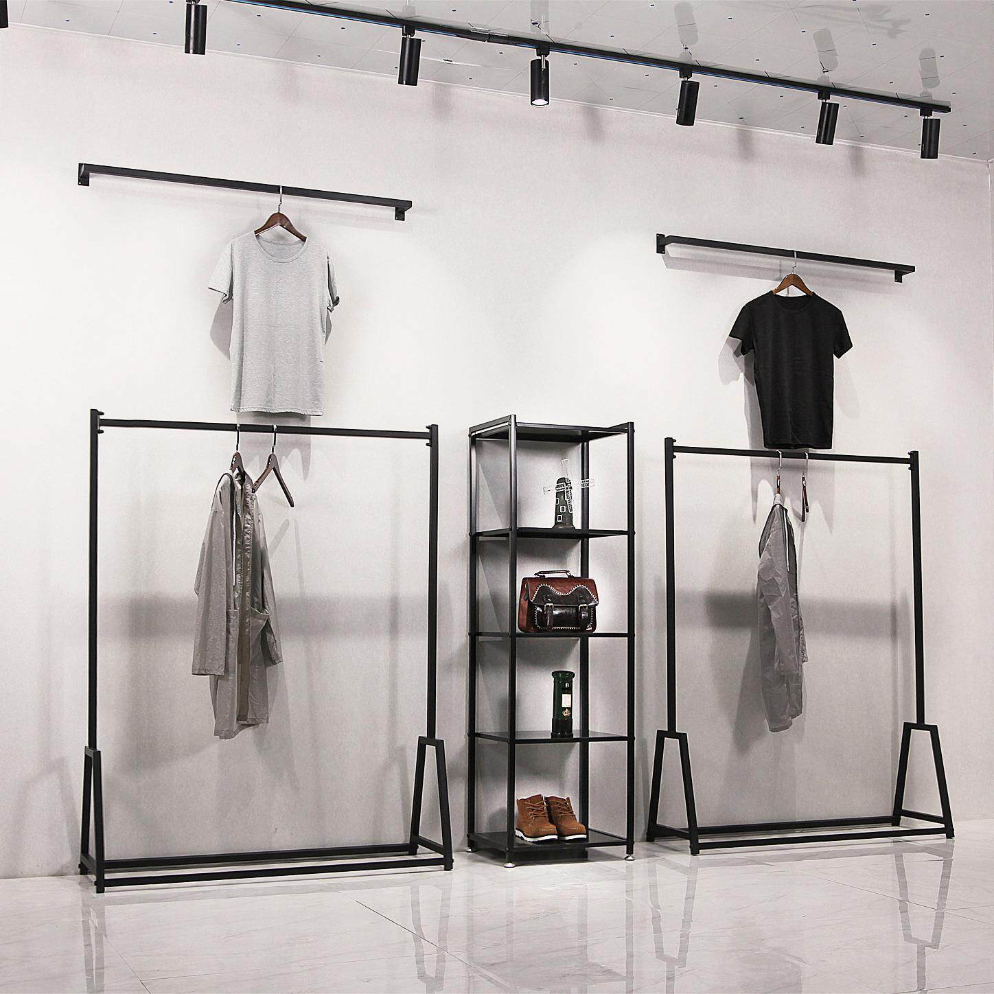 Clothing store display rack simple modern men's and women's floor-standing clothes rack rack wrought iron display rack hanging clothes rack households