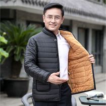 Middle-aged and elderly dad wears a small quilted jacket inside the male old man down cotton grandpa winter plus velvet thick cotton coat liner