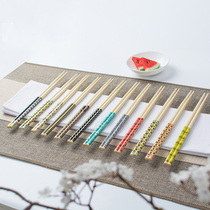 One person chopsticks color bamboo chopsticks home natural family non-slip anti-mildew public chopsticks Japanese bamboo chopsticks cute