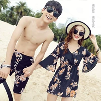 Cặp đôi áo tắm retro phù hợp với bikini ba mảnh áo tắm nữ bảo thủ che bụng bãi biển cặp đôi những người yêu thích đồ bơi 	đồ đôi maxi đi biển