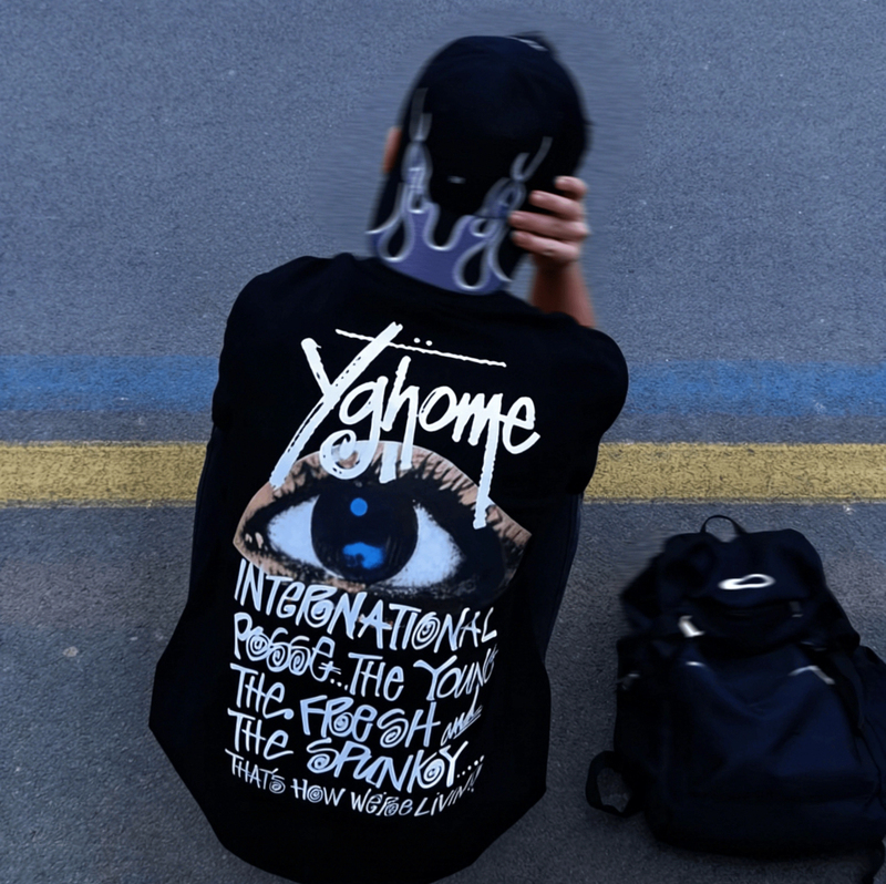 Eye of Truth Letter Print Light Luxury High-Quality Atmospheric ins American-Style Loose and Versatile Pure Cotton Short-Sleeved T-Shirt