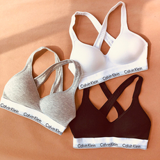 Бюстгальтер calvin klein正品ck文胸工字运动内衣背心qf1654带胸垫无钢圈聚拢