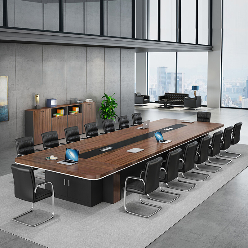 Large multi-person conference table thickened company conference room meeting office negotiation table 8 meters long strip table and chair combination
