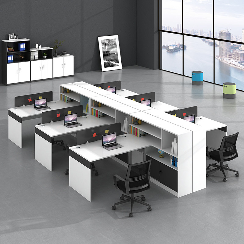 Screen side cabinet desk staff 2 4 6 double 3-person card seat office desk and chair combination financial computer desk