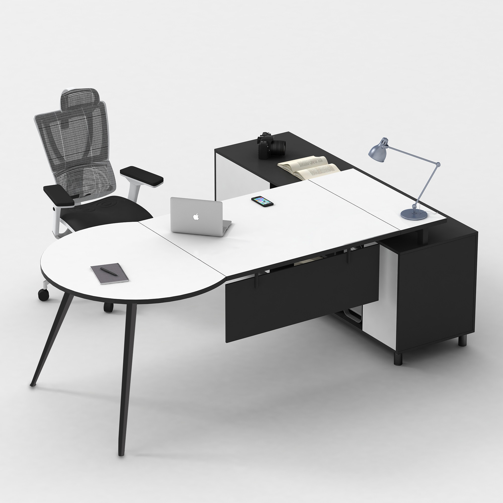 Minimalist boss table curved simple modern desk executive desk single table semicircle supervisor table manager table and chairs