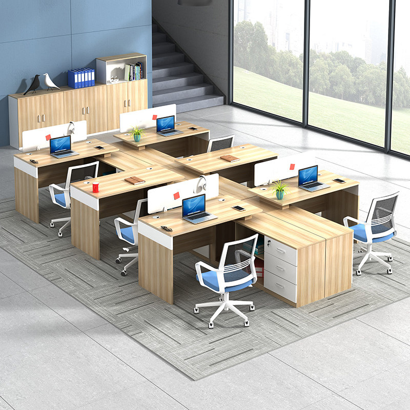 Staff desk simple modern teacher teacher computer desk four-person with side cabinet single desk and chair combination