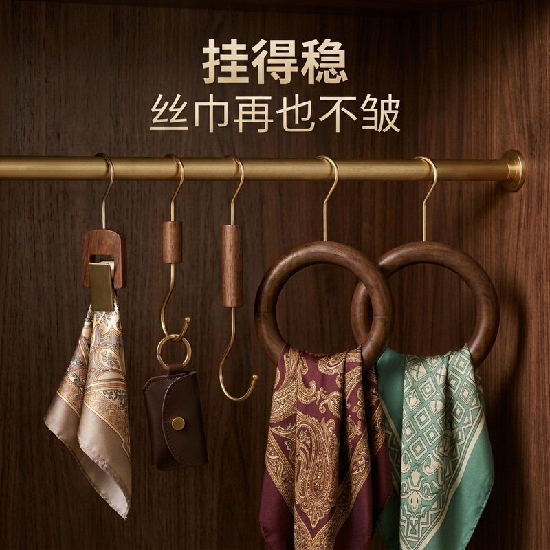 Clothing Store Hook S-Hook Solid Wood Ring Walnut Color Hanger Display Rack Display Props Storage Scarf Rack Wood Clothing Store Hook S-Hook Solid Wood Ring Walnut Color Hanger Display Rack Display Props Storage Scarf Rack Wood