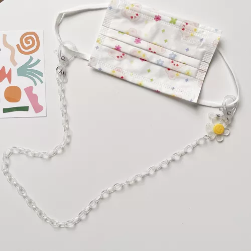 Прозрачная акриловая медицинская маска, подвеска в форме цветка, наушники, очки, ожерелье, bluetooth