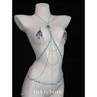 [See orgasm] Retro high-end blue crystal pendant niche design light luxury clavicle chain necklace accessories