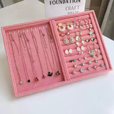 Nordic creative pink ice flannel household ring tray Earrings necklace storage tray Jewelry display rack