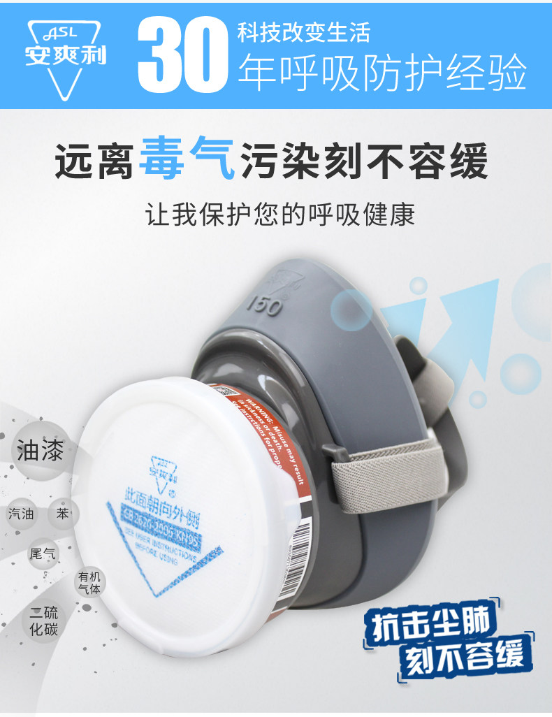 安爽利 KN95级别 工业防毒口罩 图5
