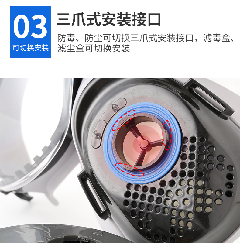 安爽利 KN95级别 眼镜+口罩一体 防毒面具 图7