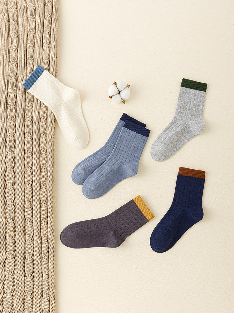100% Pure Cotton Class a Seamless Socks Six-Fingered Mouse Design Boys' Children's Socks Boys' Autumn and Winter Girls' Full Cotton Mid-Tube Socks
