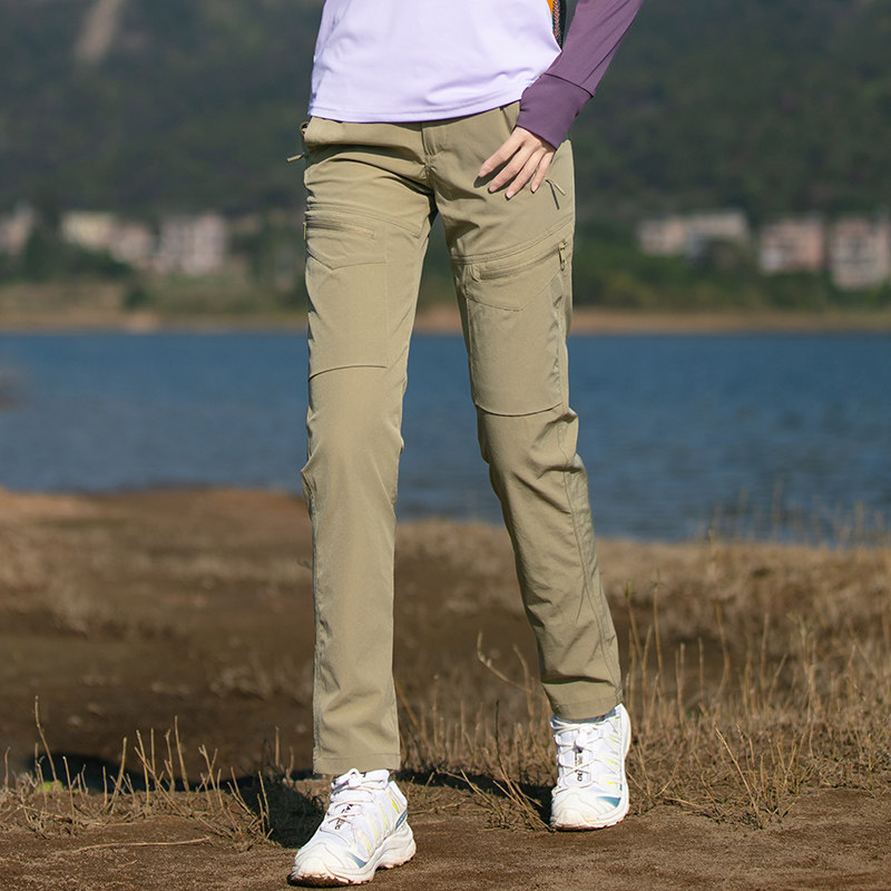 Macondo Official Flagship Outdoor Spring and Autumn Hiking Quick-Dry Pants for Women, Elastic Thin Breathable Multi-Pocket Pants