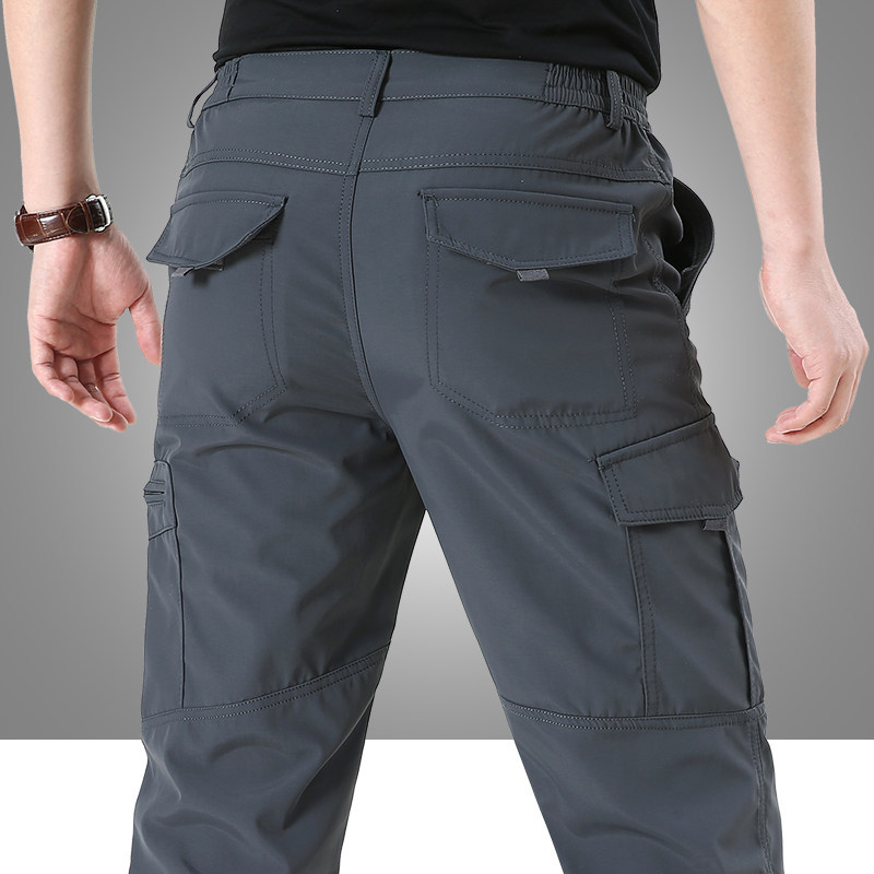 Macondo Spring and Summer New Thick Men's Pants, Windproof Quick-Dry Pants, Outdoor Multi-Pocket Cargo Pants, Loose Casual Long Pants