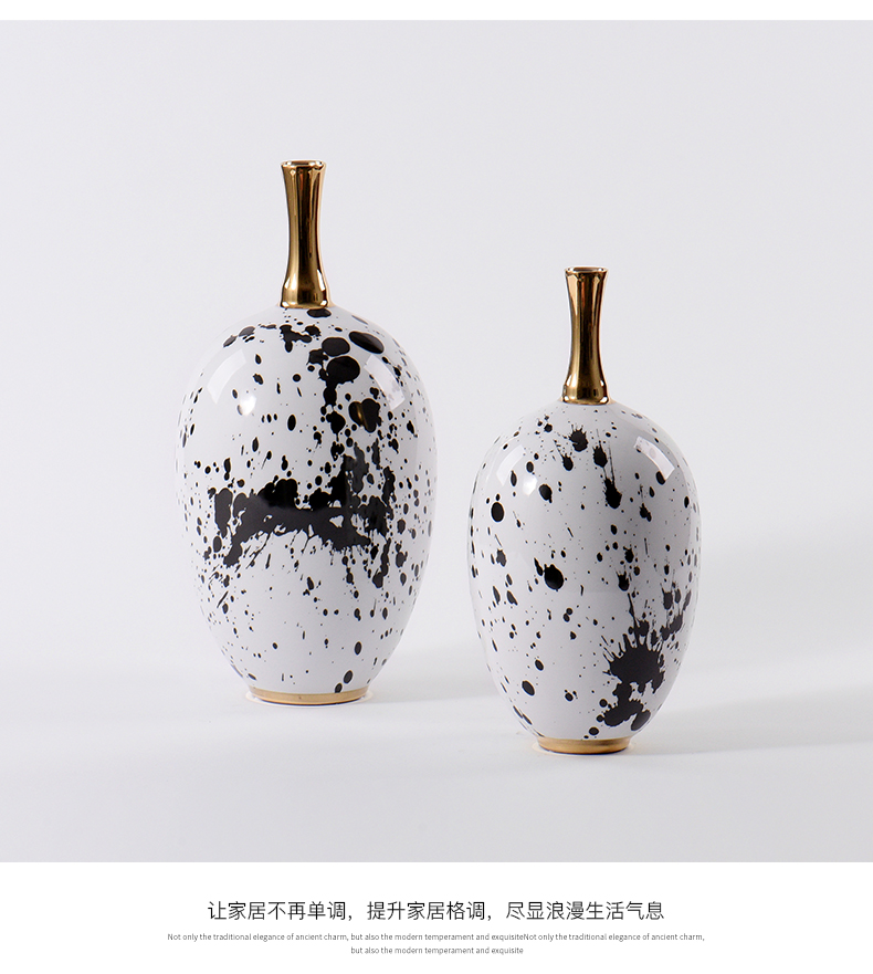 New Chinese style postmodern, black and white ink pen grain storage tank simulation flower, flower arranging, the sitting room porch ceramic vases, furnishing articles