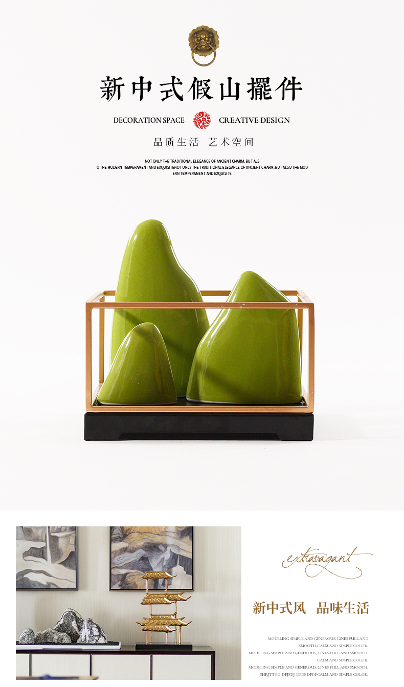 New Chinese style originality rockery green ceramic furnishing articles in porch place hotel living room TV ark, soft decoration