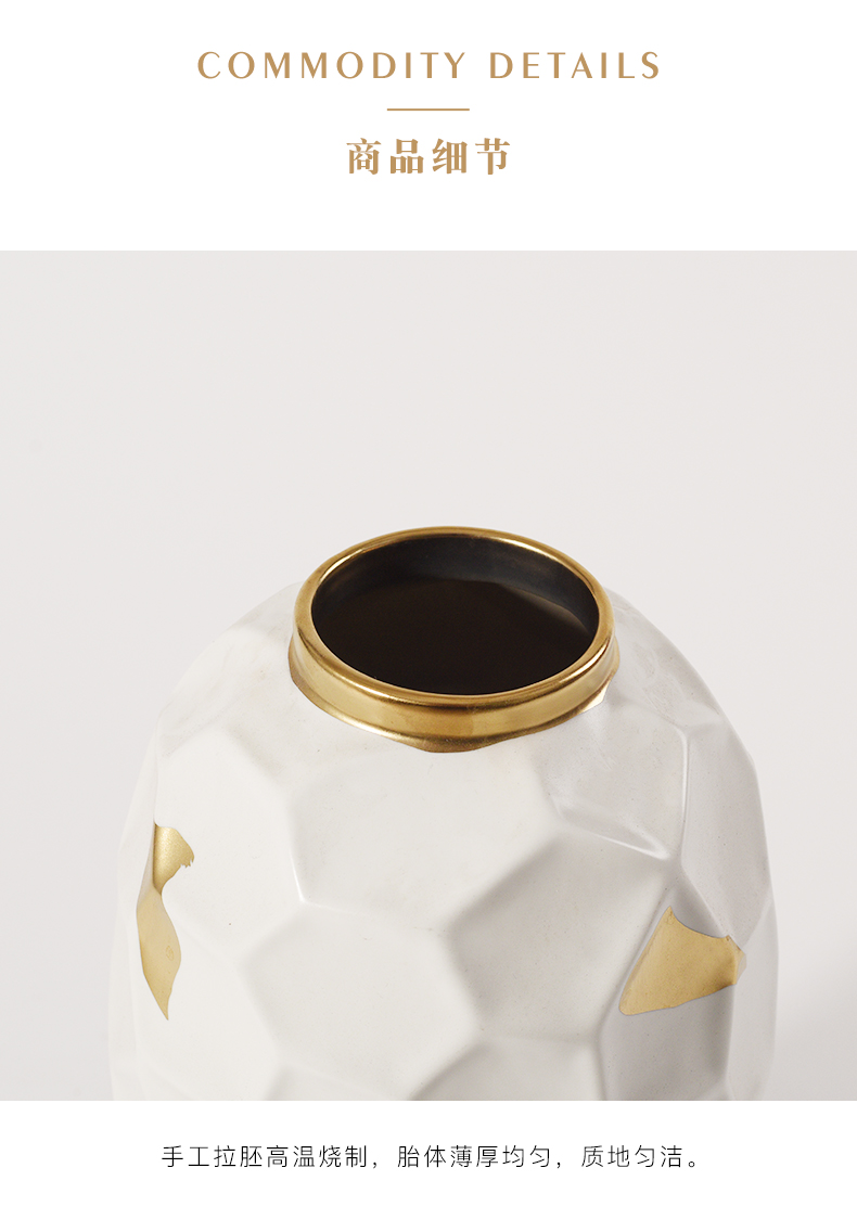 New Chinese style white mesa of up phnom penh ceramic vase furnishing articles table sitting room ground ark, dried flowers, geometric flower arrangement