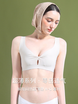 summer japanese crystal cup ultra thin seamless underwear women large chest small rabbit ears breast milk pair wireless bra