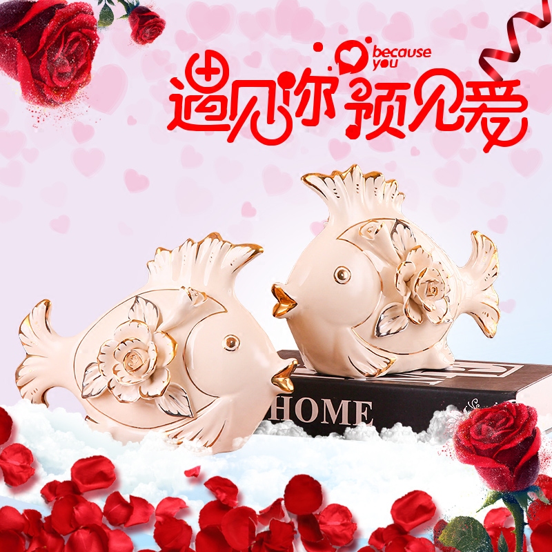 Royal decoration creative gifts European fashion living room couple fish ornaments to send girlfriends wedding gifts home decorations