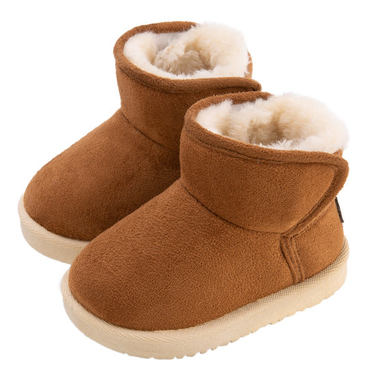 Baby large cotton shoes winter velvet thickened children's cotton shoes boys and girls children's home shoes warm woolen shoes