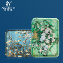 Van Gogh melamine rectangular tray European home Nordic tea cup super large tea cup tray fruit plate Universal