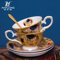 Klinmt-kiss British bone china coffee cup European small luxury ceramic cup ins Wind spoon afternoon tea