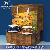 Bone China coffee cup European small luxury ins style retro home ceramic teacup with spoon set gift box to give away