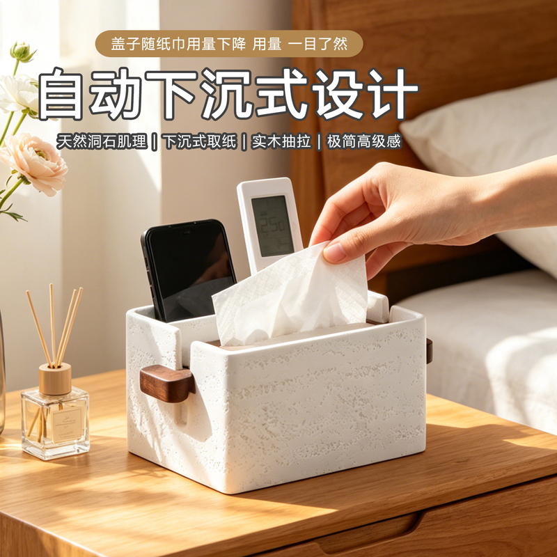 Travertine Automatic Sinking Tissue Storage Box Desktop Multifunctional Tissue Box Home Living Room Bedroom Tissue Box Travertine Automatic Sinking Tissue Storage Box Desktop Multifunctional Tissue Box Home Living Room Bedroom Tissue Box