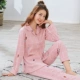 Bộ đồ ngủ nữ dài tay mùa xuân và mùa thu cotton Dễ thương nhỏ ve áo cotton dài tay áo cardigan Bộ dịch vụ gia đình XL bộ mặc nhà thu đông