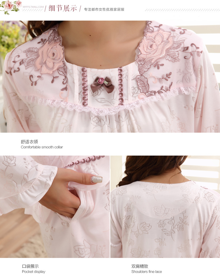Đồ ngủ nữ cao cấp cho nữ mùa xuân và mùa thu dài tay cotton trùm đầu Dịch vụ tại nhà XL áo len cotton nữ bộ lanh mặc nhà