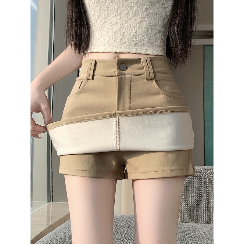 Khaki Half-Length Suit Skirt for Women, Plus Size, Autumn Tight-Fitting Hip-Hugging A-Line Short Skirt, Anti-Exposure One-Step Skirt Pants