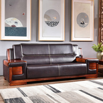 Headlayer Bull Leather Big office sofa tea table Composition Business hospitality Chinese genuine leather trio Place office furniture