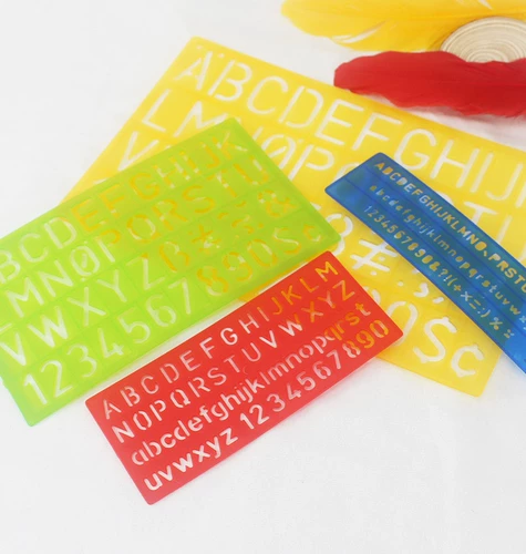Цифровой шаблон с буквами, универсальный комплект из мягкой резины, английский, 4 предмета