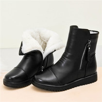 Autumn and Winter Martin boots tube nv pi xue flat velvet warm soft comfortable middle-aged lady mothers shoes shoes