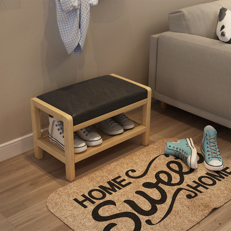 Solid wood changing shoes stool brief Nordic Shoe stool-style shoe cabinet entrance to the door can be worn on the shoe stool accommodating stool for home small soft bag