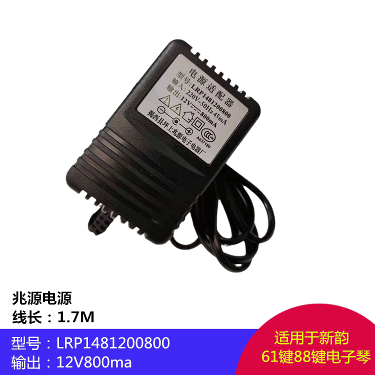 Zhaoyuan electronic organ power adapter power cord 12V800ma power plug new rhyme electronic organ power supply