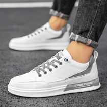 European station mens shoes 2022 new low-top mens breathable leather large white shoes a pedal casual flat shoes trend